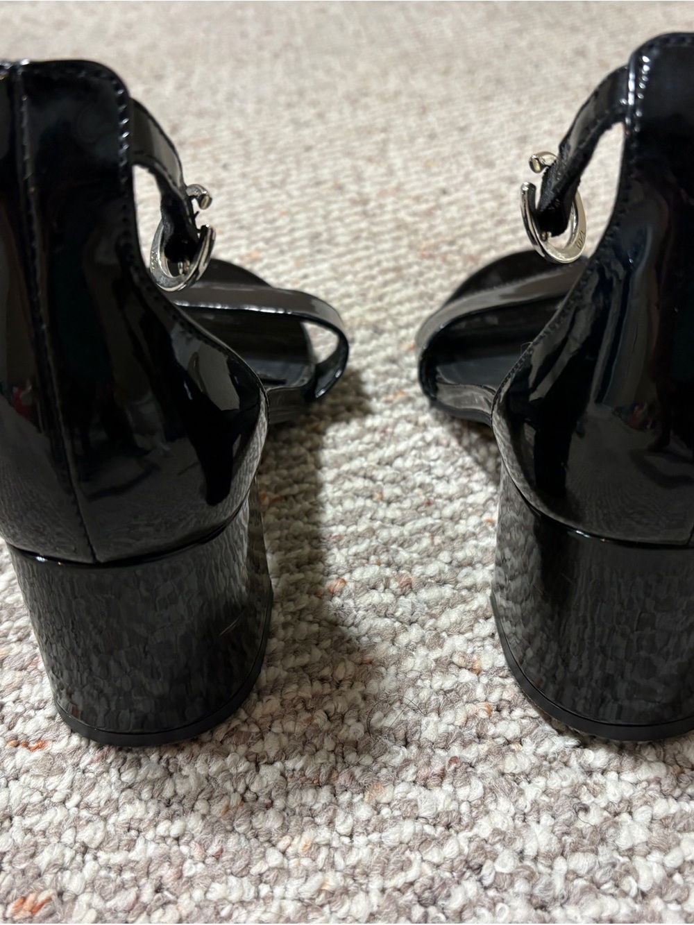 Flexi Black Patent Cross-Strap Ankle-Heel Sandals - Picture 3 of 6
